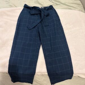 Navy Checkered Wide Leg Pants